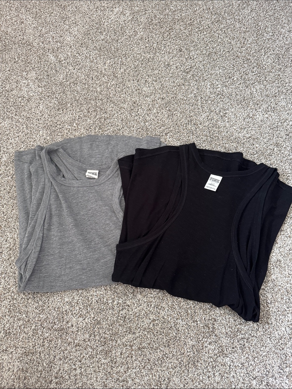 PINK Victoria's Secret Gray and Black Tank Tops